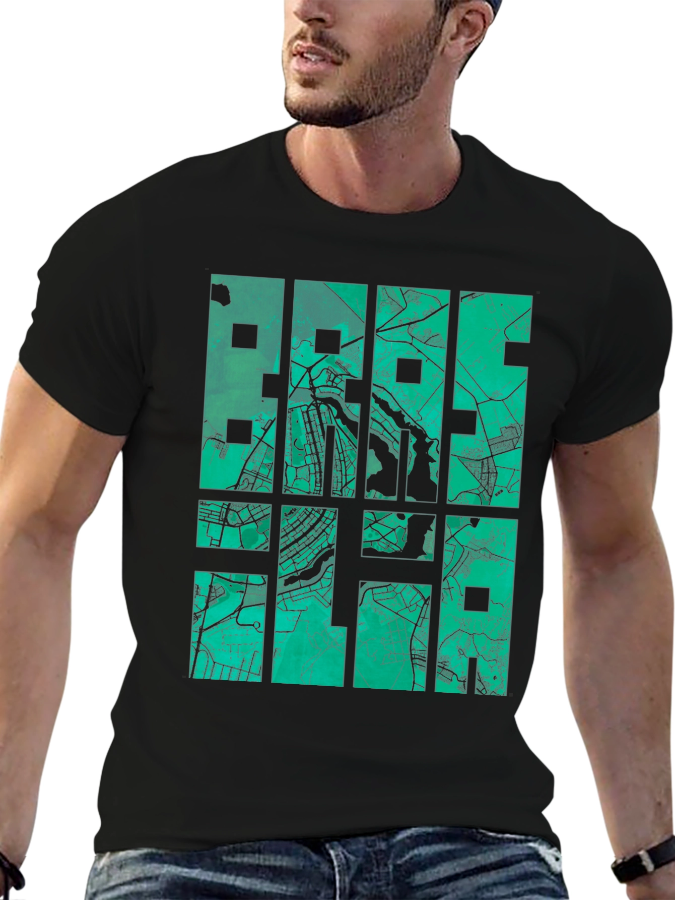 Black Brasilia Map T-Shirt - Stylish Cityscape Design view 6