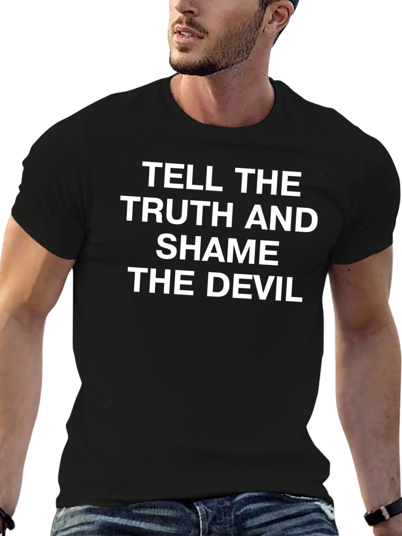 Black Tell The Truth T-Shirt - Soft Cotton Black Tee view 6