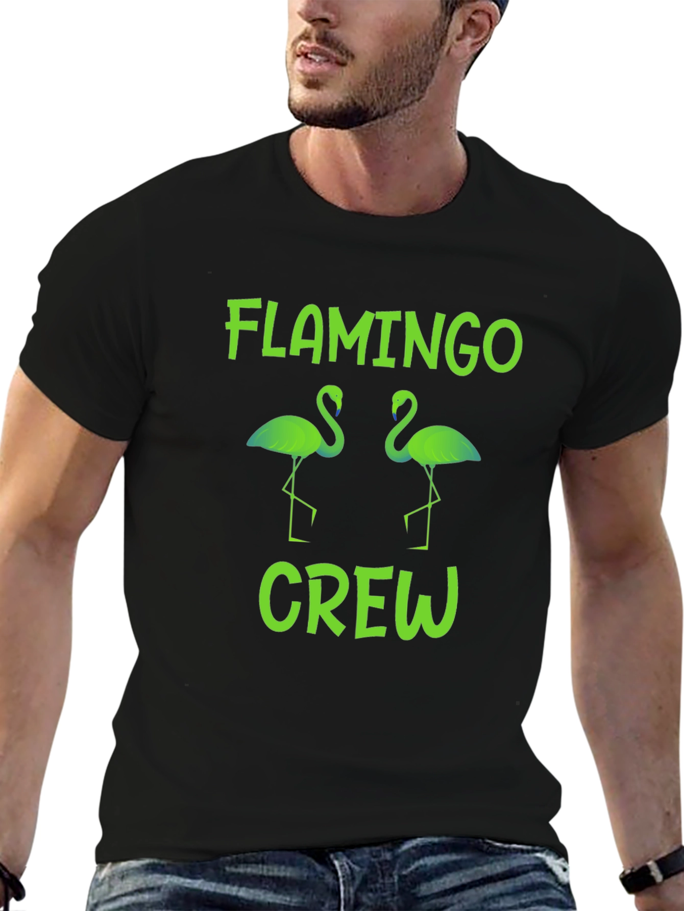 Black Flamingo Crew Graphic T-Shirt - Fun Summer Tee view 6