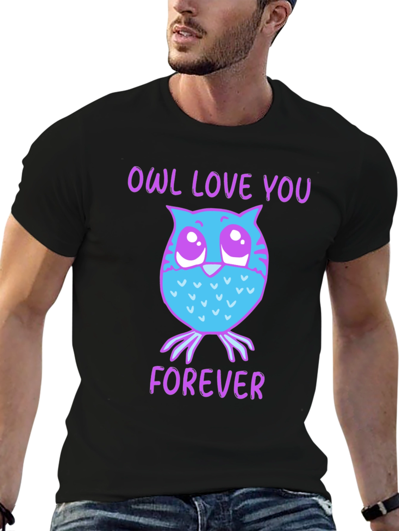 Black Owl Love You Forever Graphic T-Shirt view 6