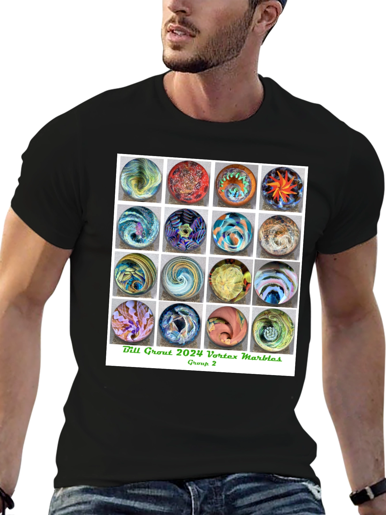 Black Vortex Marbles Graphic T-Shirt view 6