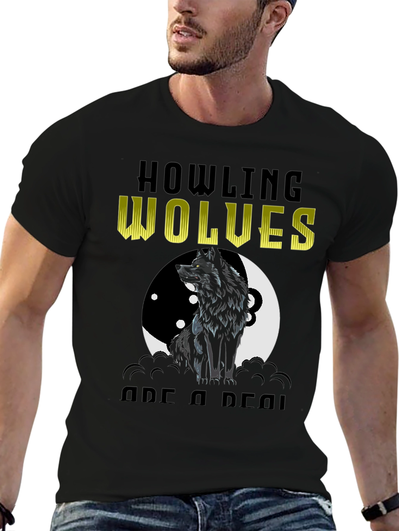 Black Howling Wolves Graphic Tee - Black T-Shirt view 6