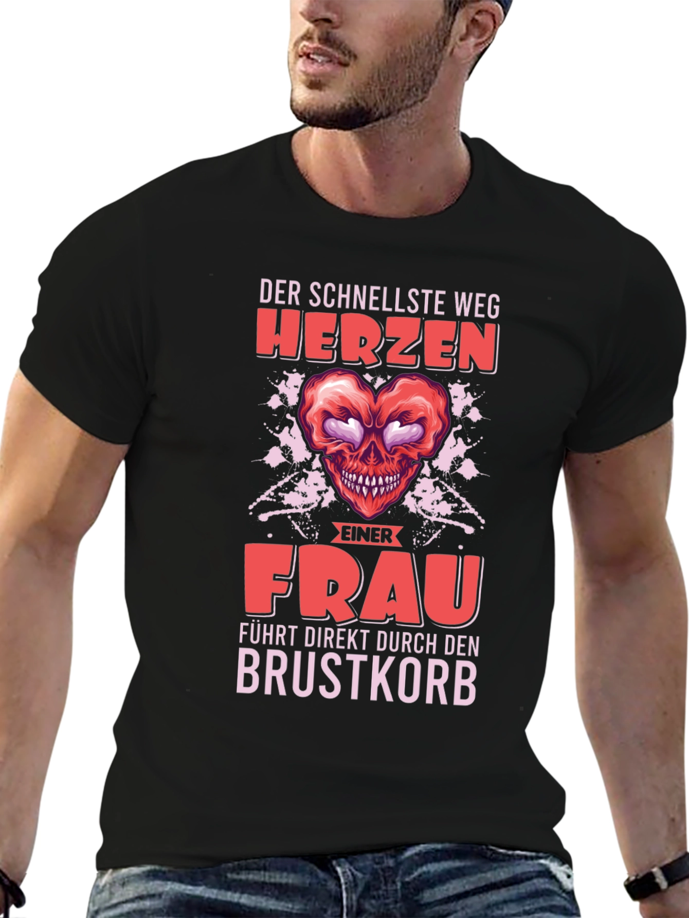 Black Funny German T-Shirt - The Fastest Way to a Woman's Heart view 6