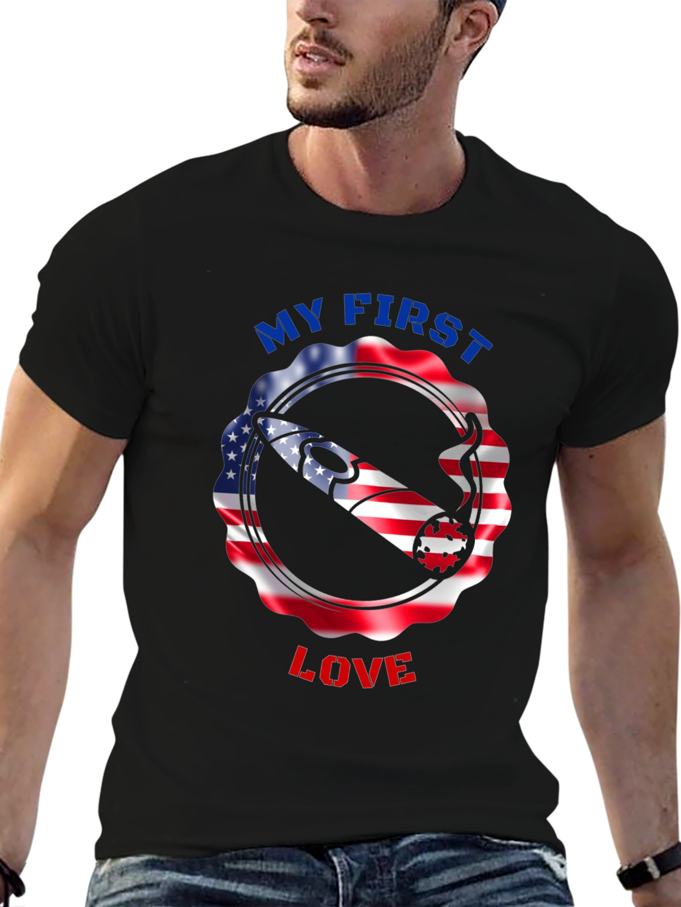 Black My First Love Graphic T-Shirt view 6