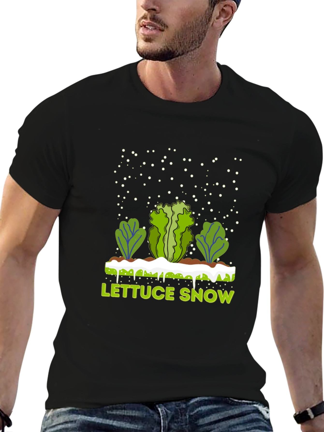 Black Lettuce Snow Novelty Graphic T-Shirt view 6