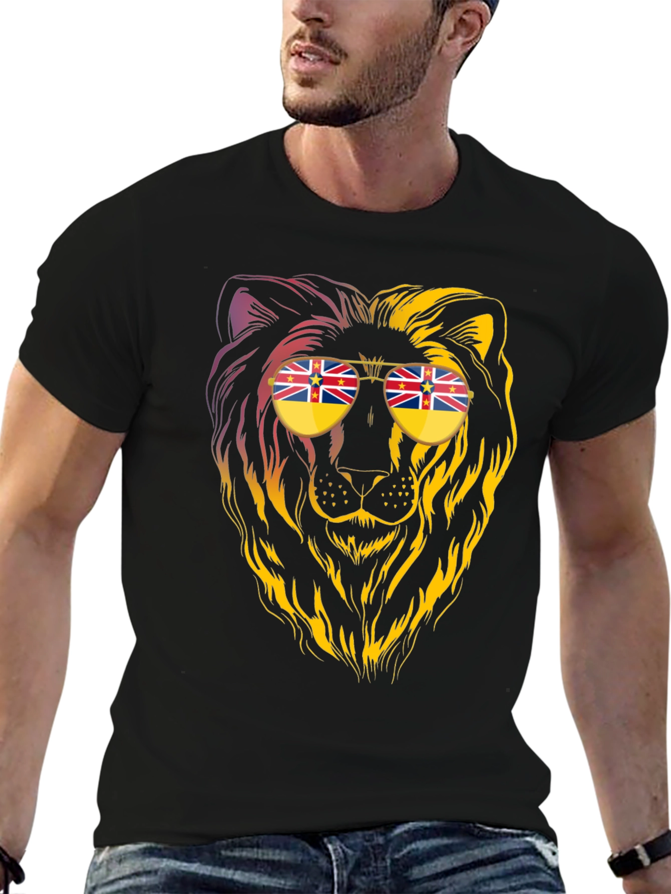 Black Lion Sunglasses Graphic Tee - Cool & Unique Design view 6