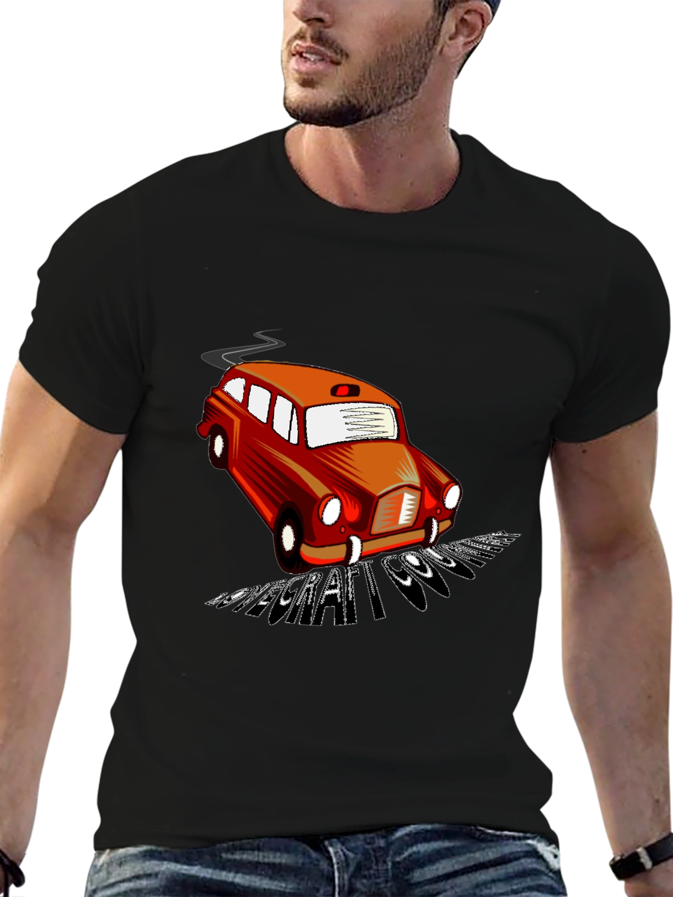 Black Retro Car T-Shirt - Cool Graphic Tee view 6