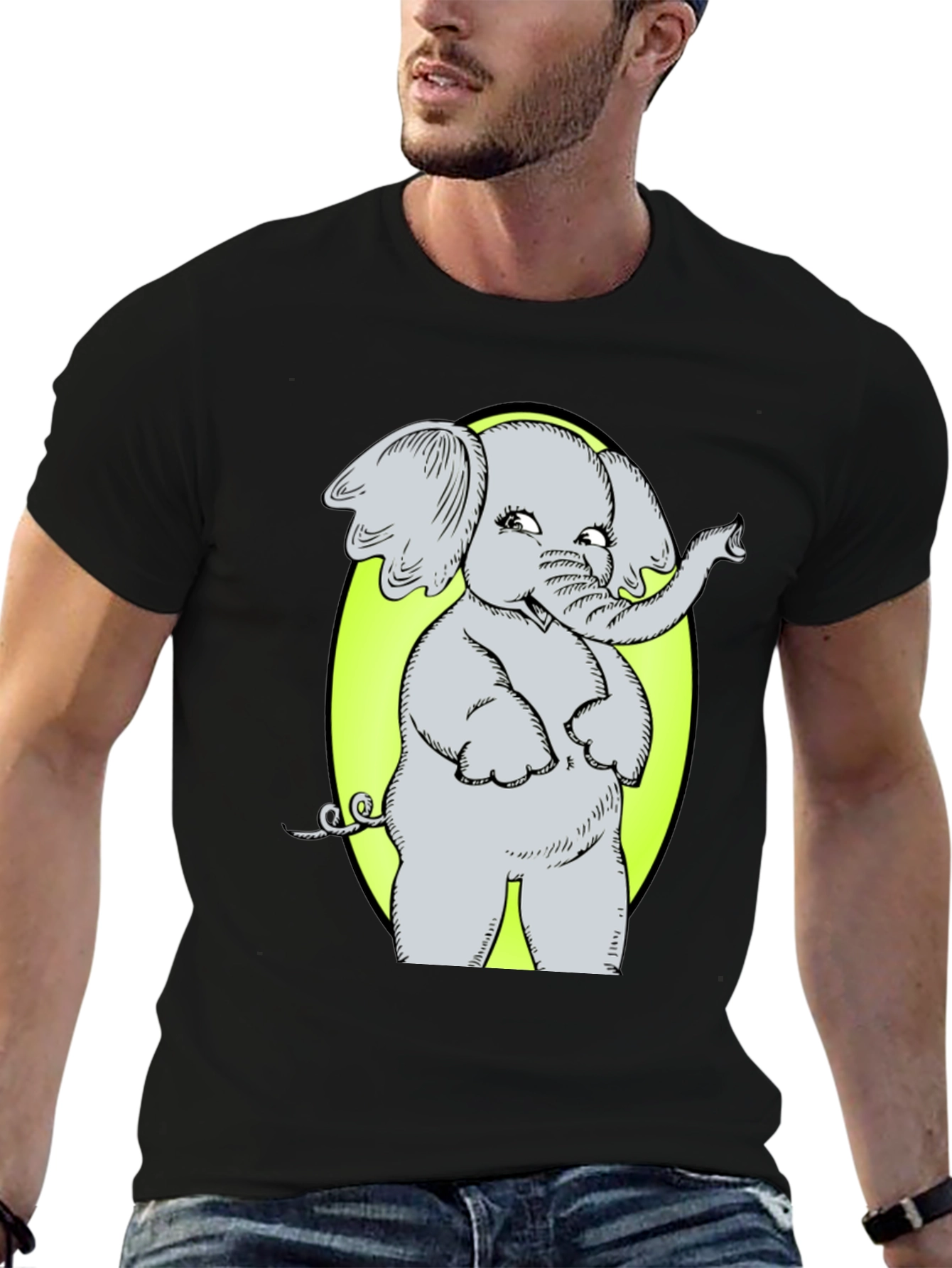 Black Elephant Graphic Tee - Cute Cartoon Design view 6