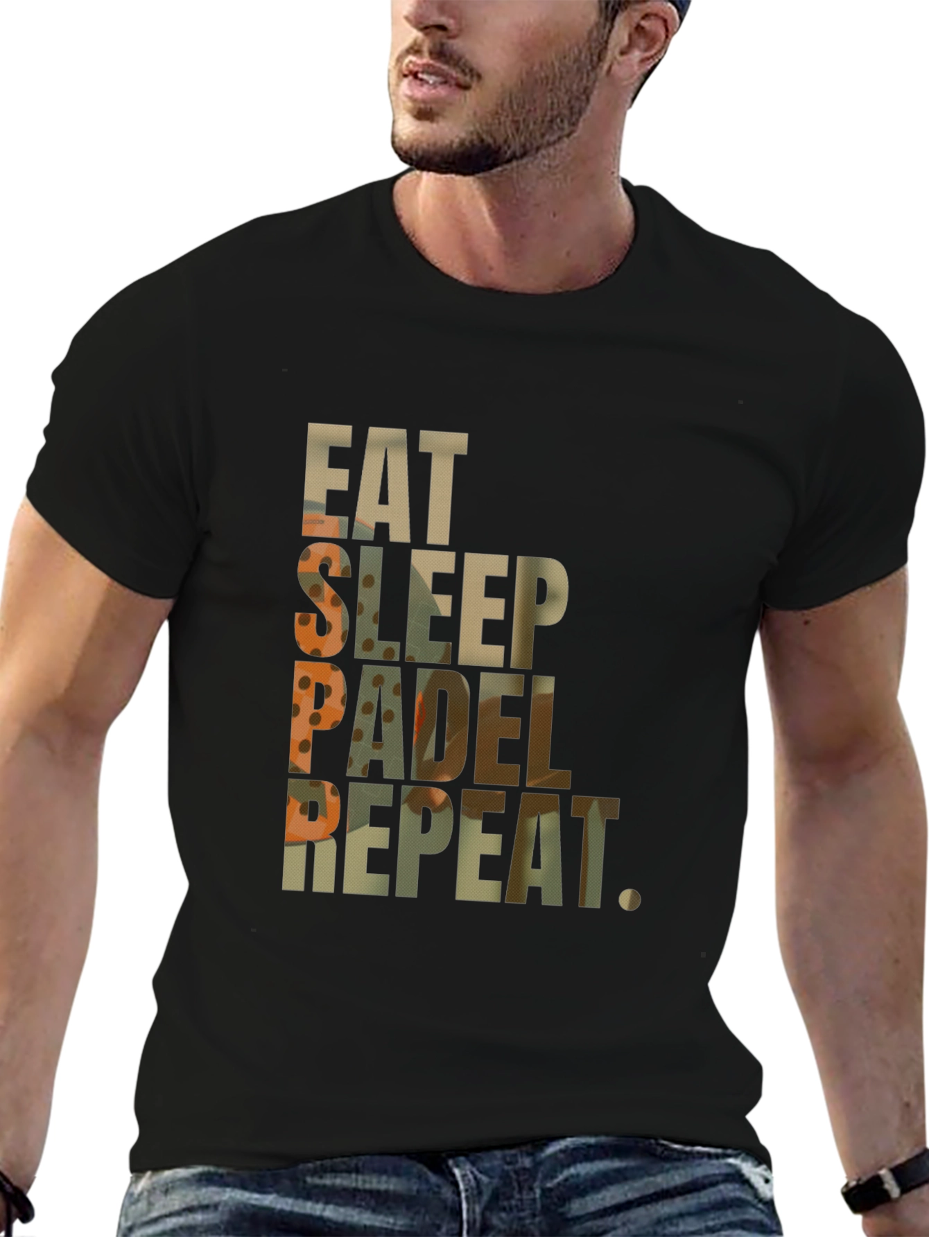 Black Eat Sleep Padel Repeat Black Graphic T-Shirt view 6
