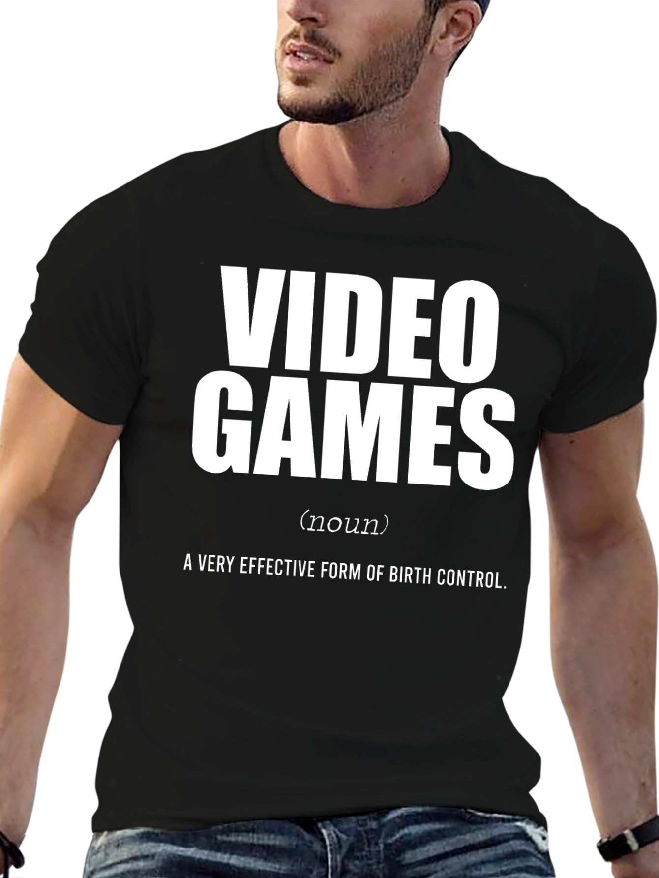 Black Funny Gamer Tee - Video Games Birth Control T-Shirt view 6