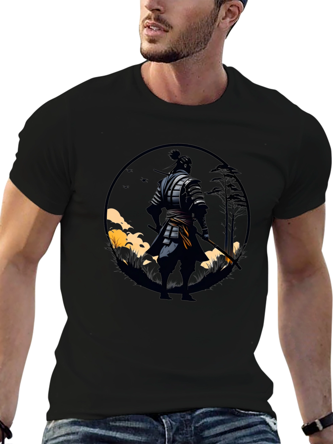 Black Samurai Warrior Graphic Tee - Stylish Black T-Shirt view 6