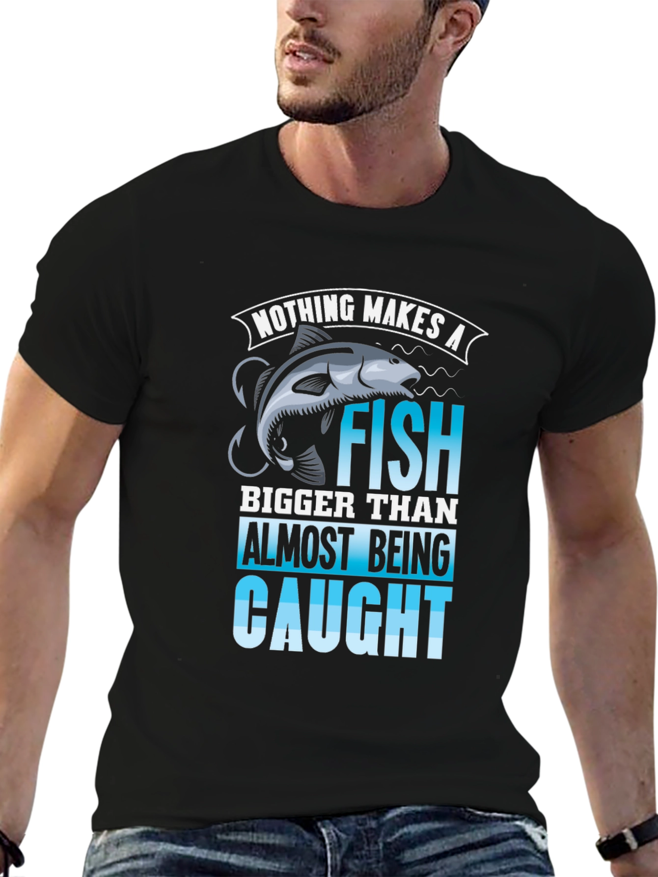 Black Fishing T-Shirt: Nothing Makes a Fish Bigger view 6