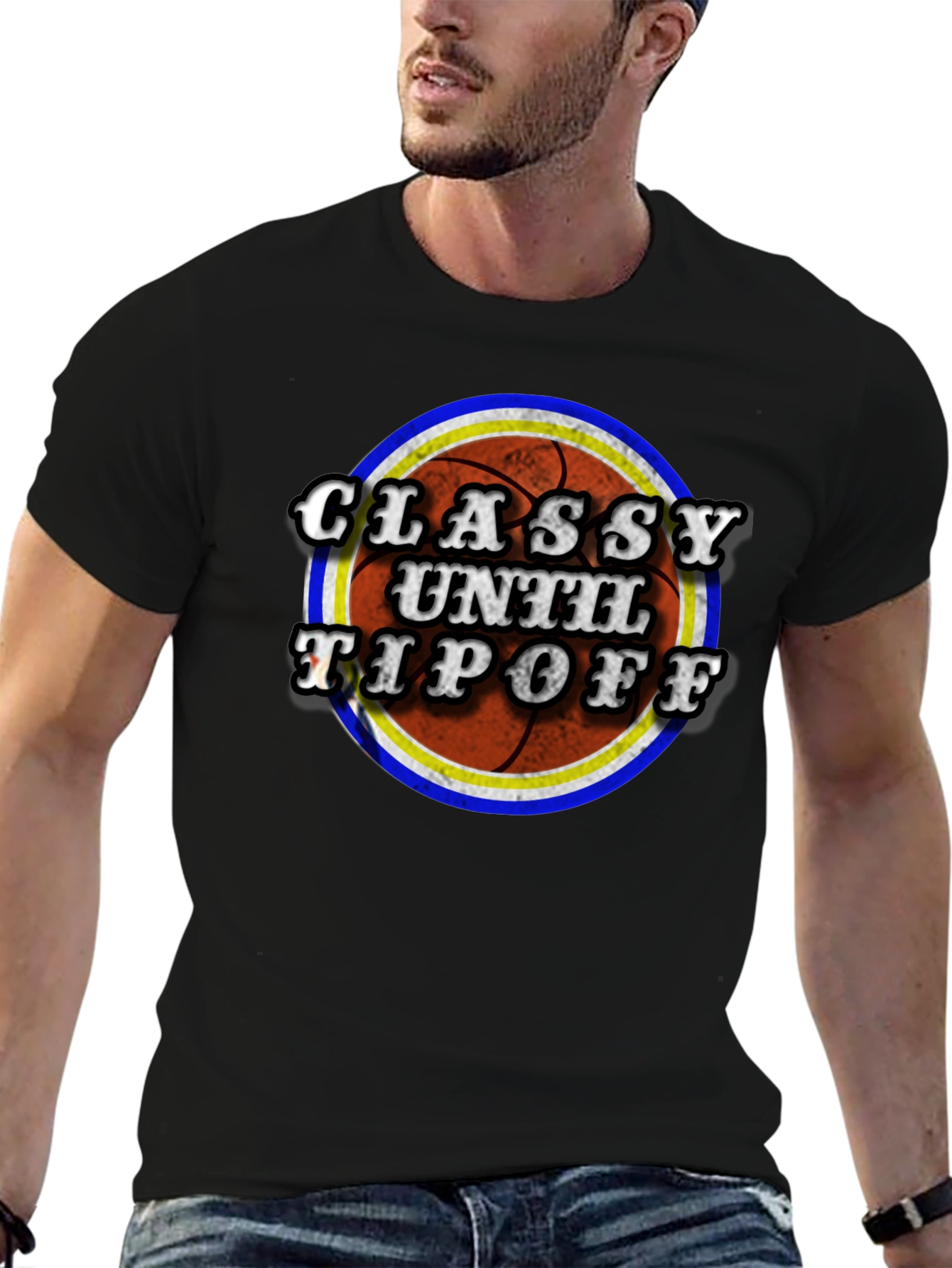 Black Classy Until Tipoff Basketball Graphic Tee view 6
