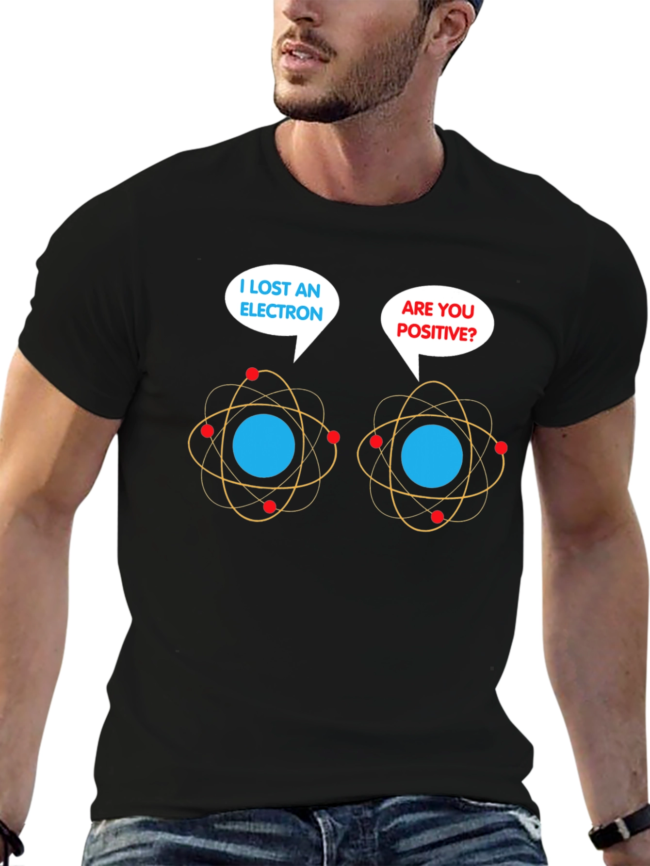 Black Lost Electron T-Shirt: Funny Chemistry Pun Tee view 6