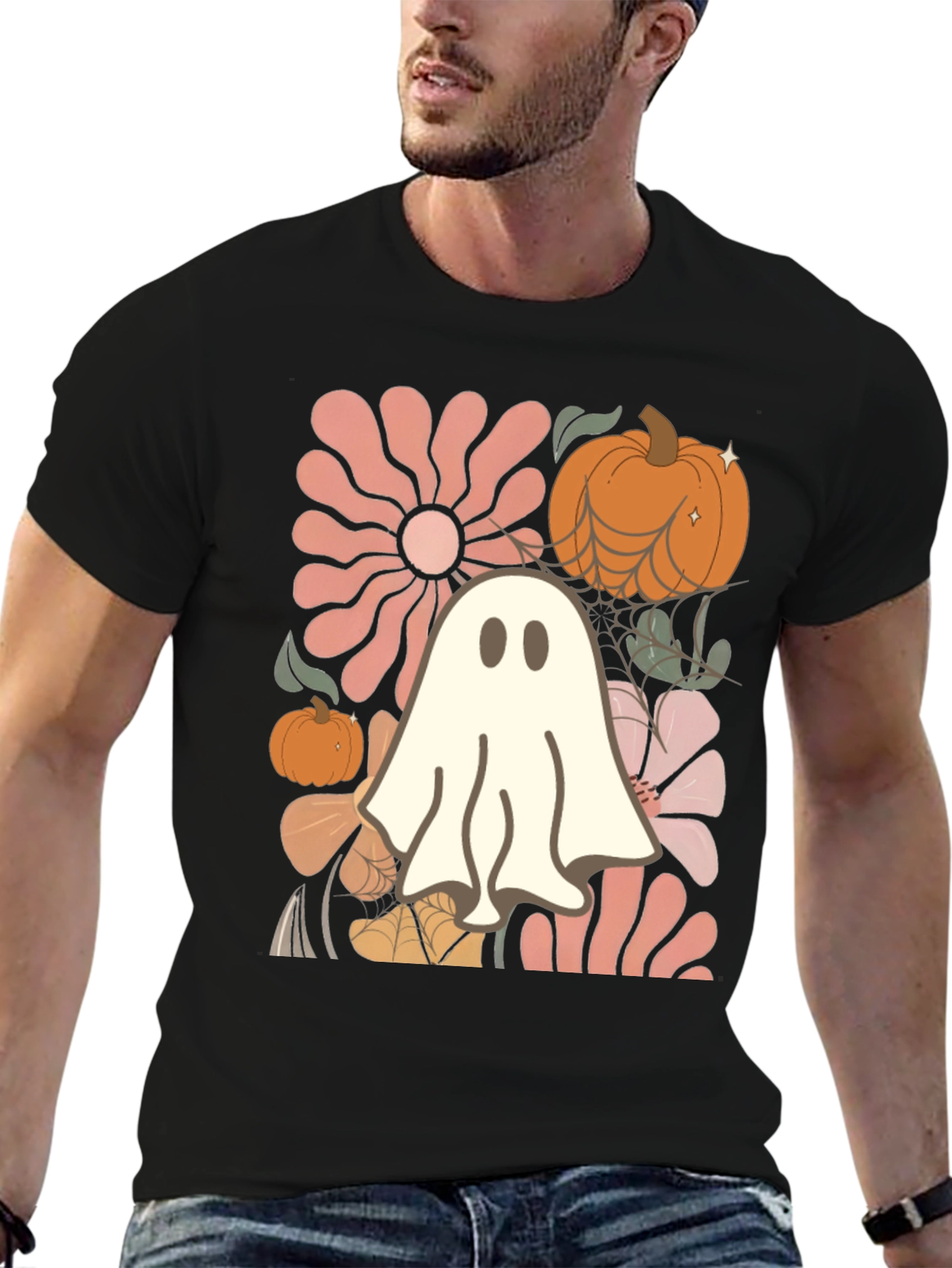 Black Spooky Season Ghost T-Shirt view 6