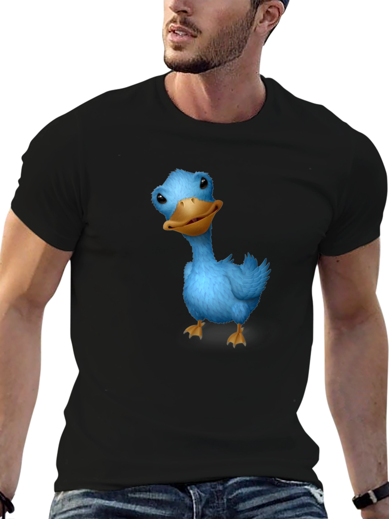 Black Blue Duck Graphic Tee - Soft Cotton Casual T-Shirt view 6