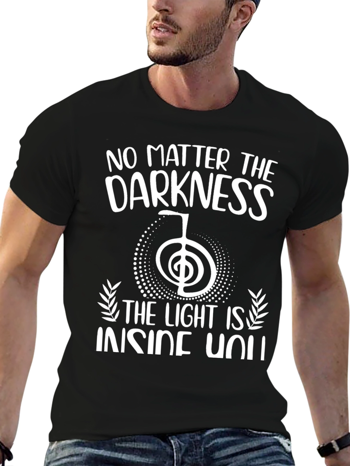 Black Inspirational Darkness Light T-Shirt view 6