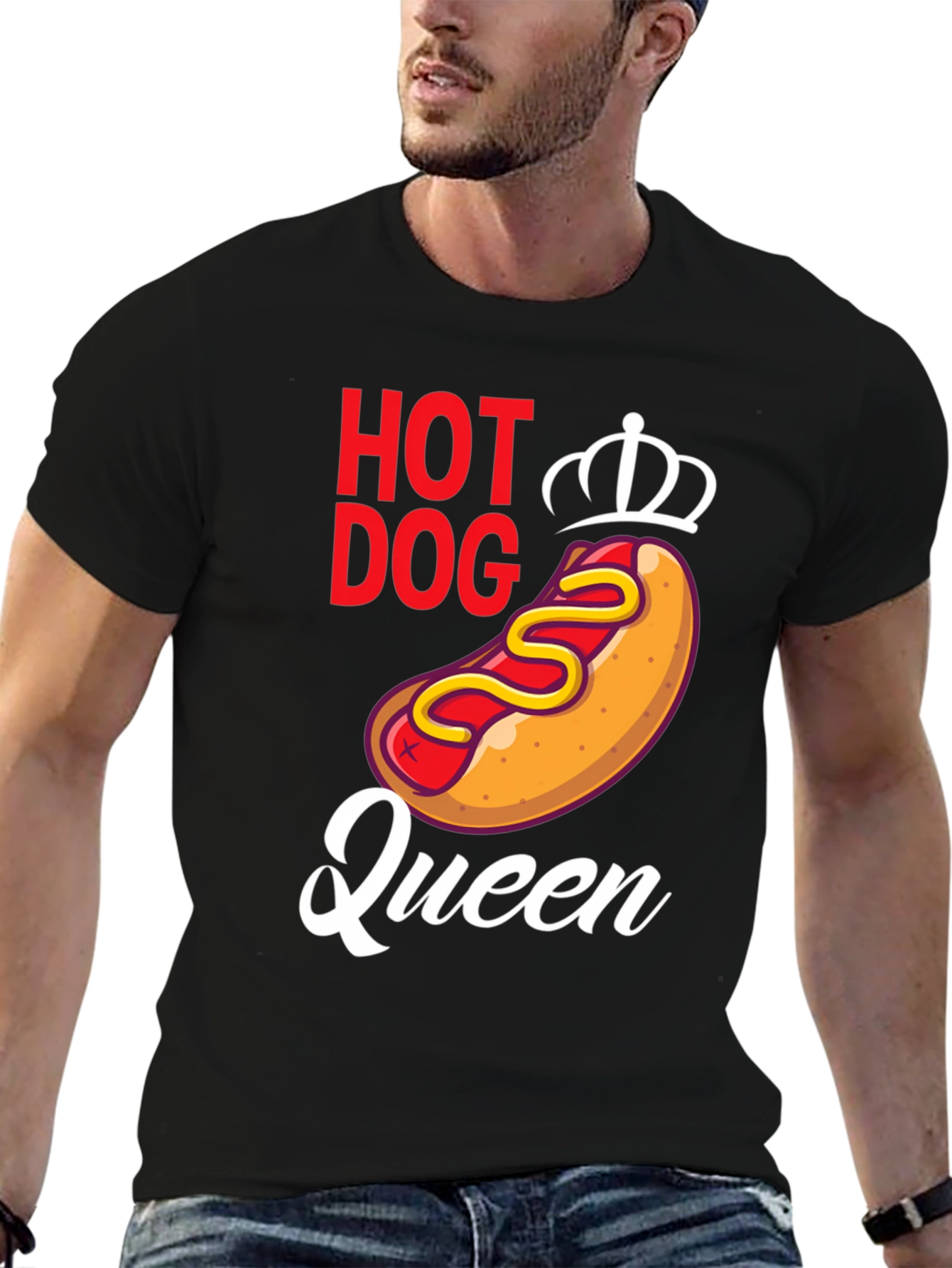 Black Hot Dog Queen Graphic Tee - Unisex view 6