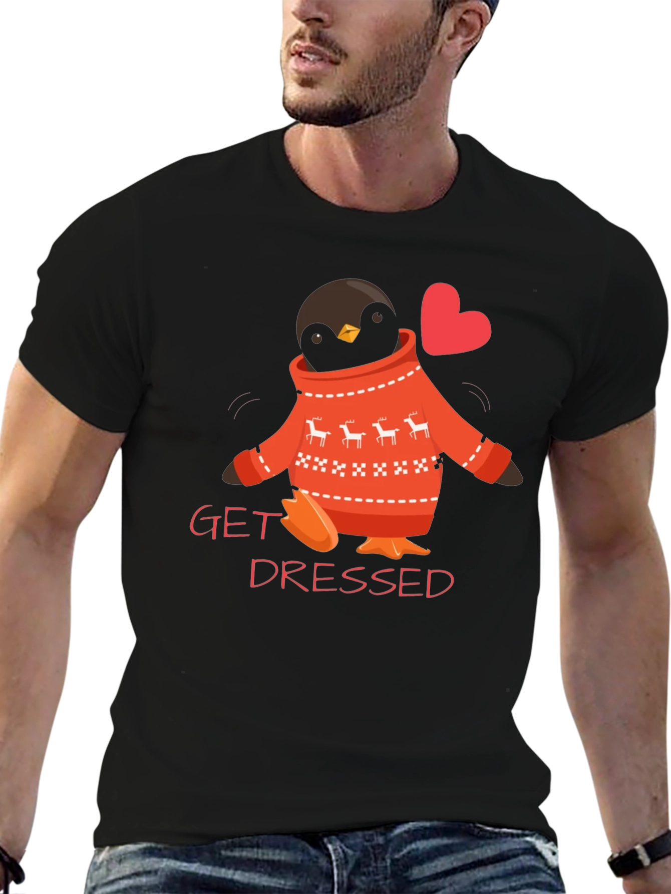 Black Get Dressed Penguin Sweater T-Shirt view 6