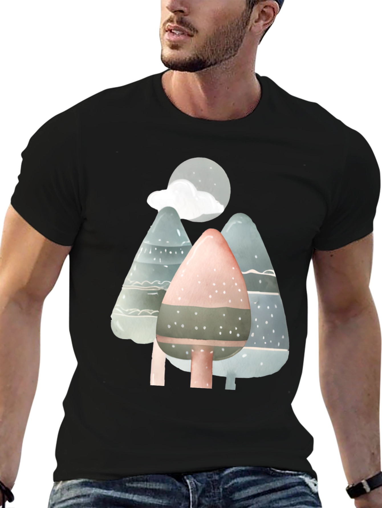 Black Nature Scene T-Shirt view 6