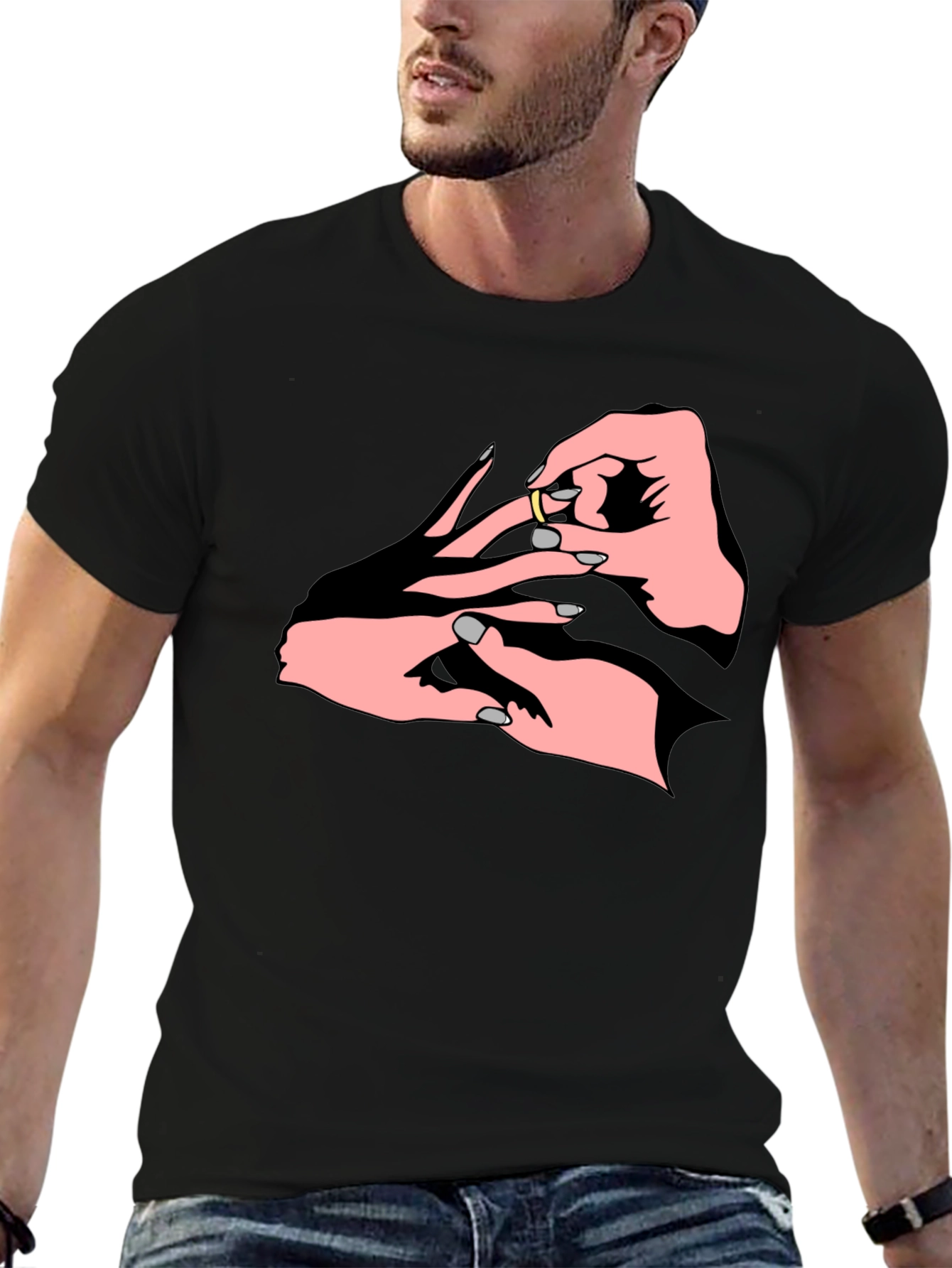 Black Engagement Ring Graphic T-Shirt view 6