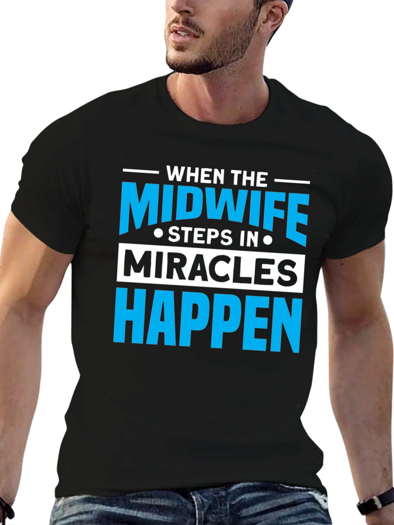 Black Midwife Miracles Happen T-Shirt - Unisex view 6