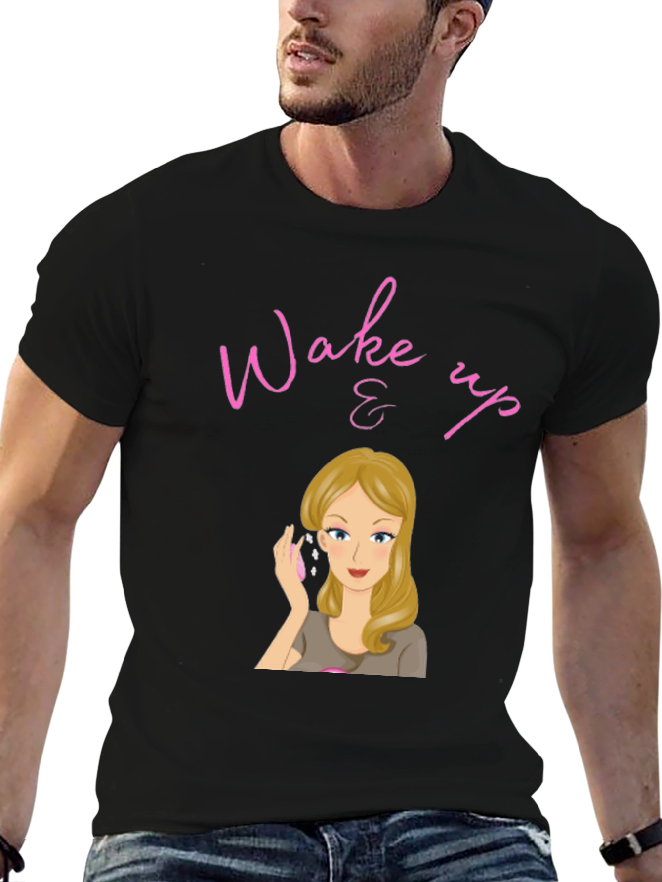 Black Wake Up & Makeup Black T-Shirt view 6