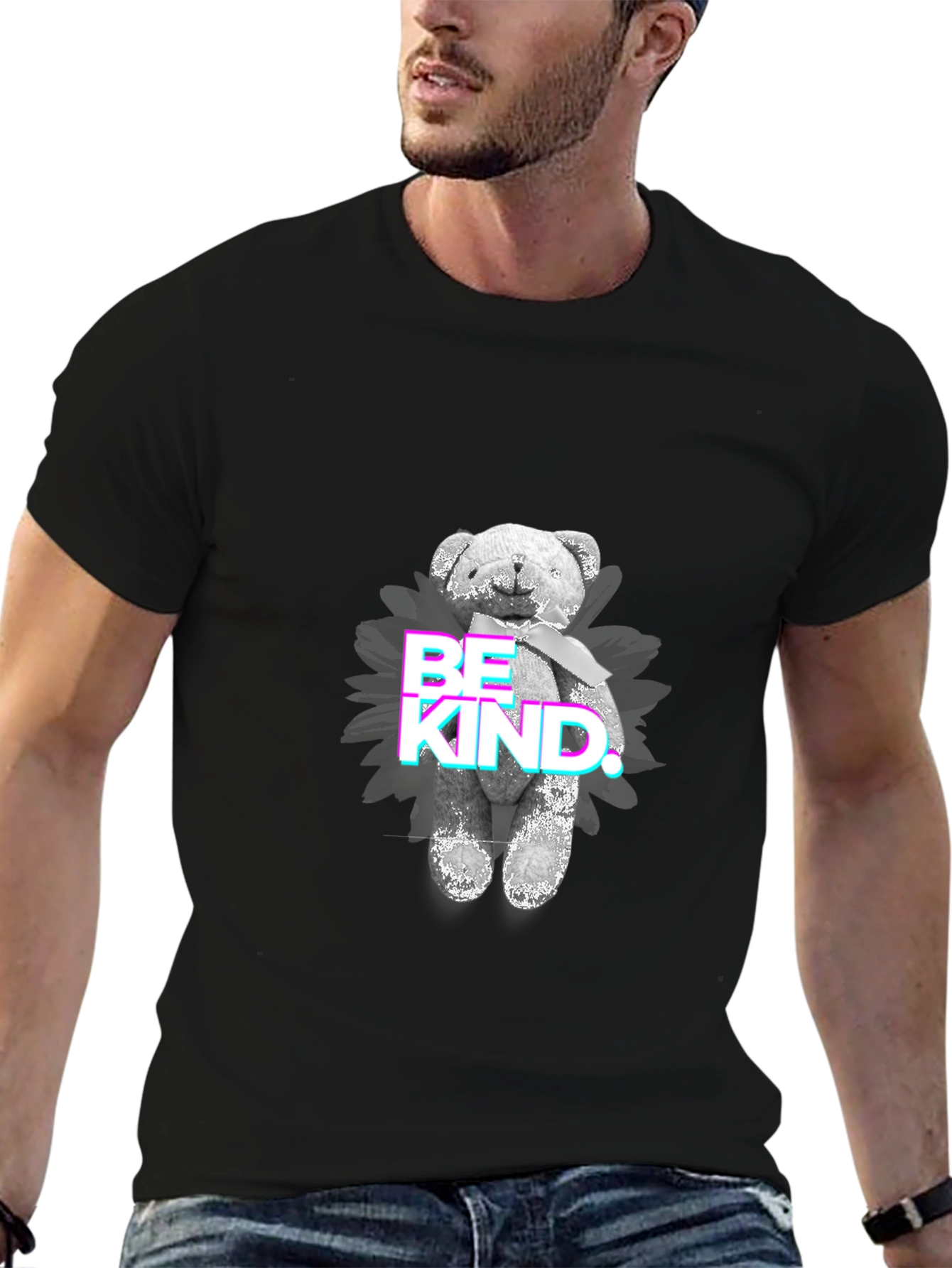 Black Be Kind Teddy Bear Graphic T-Shirt view 6