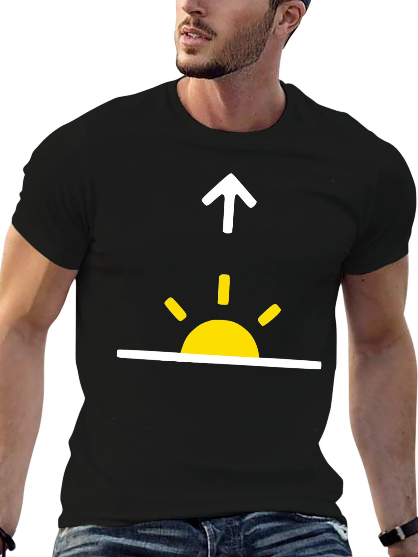 Black Sunrise Upward Arrow Graphic Tee - Stylish Everyday Wear view 6