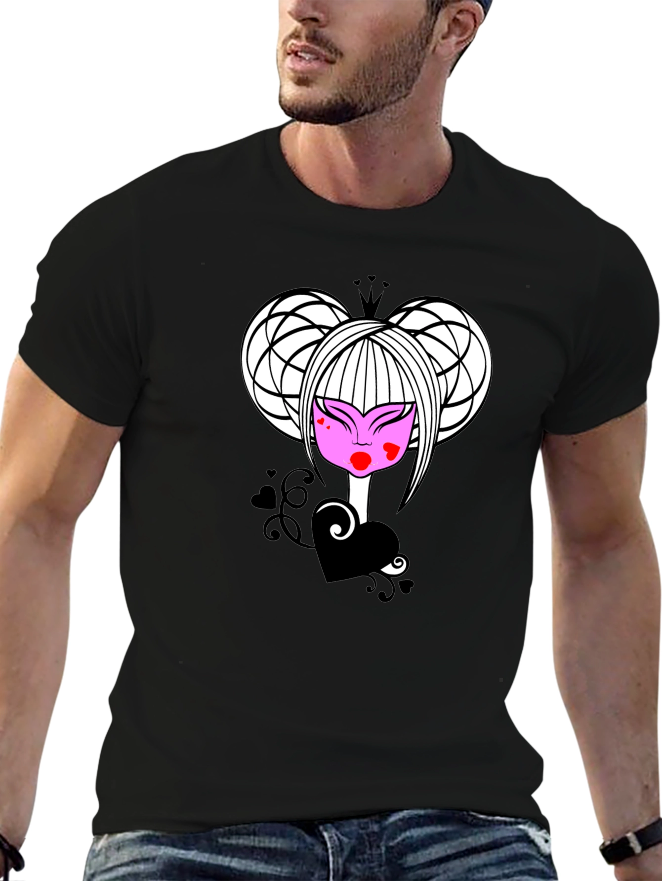Black Queen of Hearts Graphic Tee - Black view 6