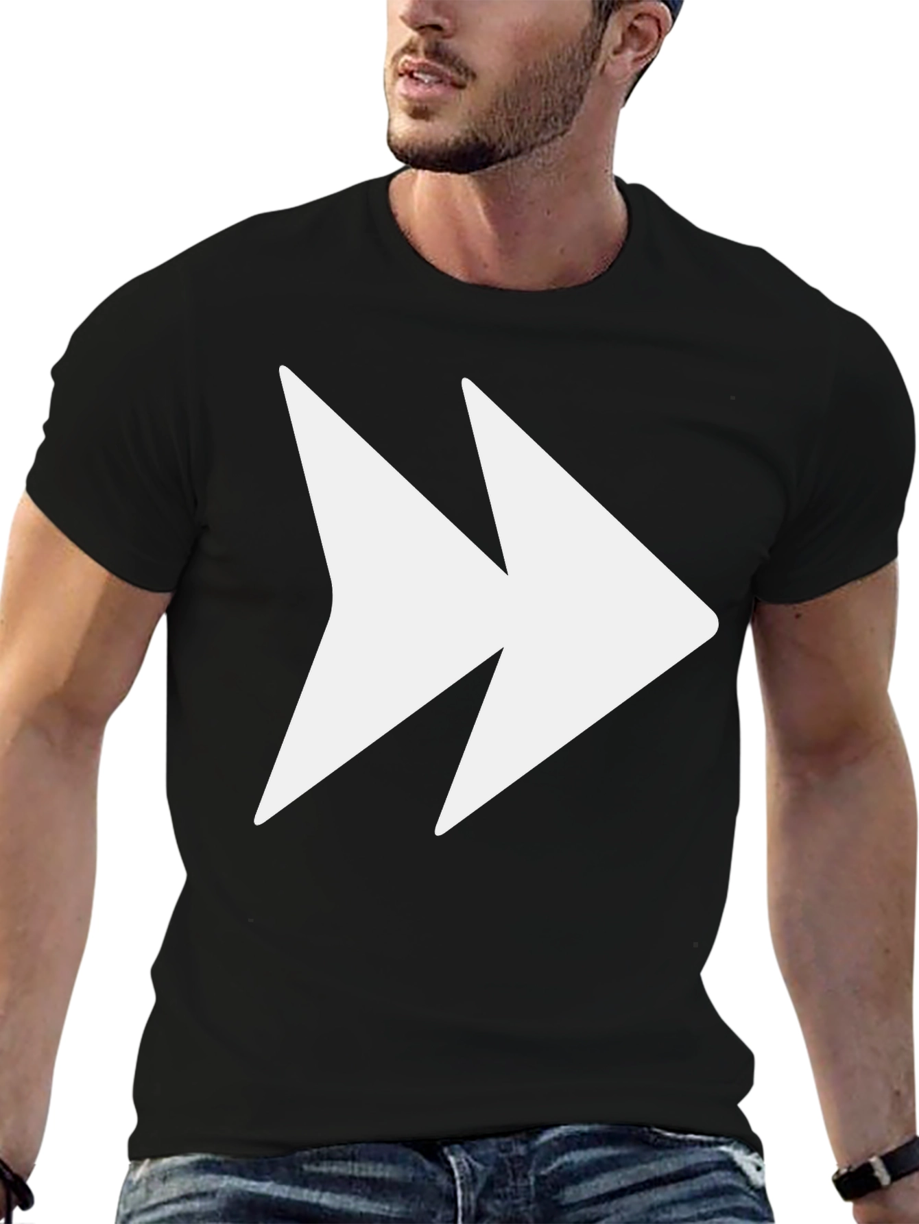 Black Forward Graphic Tee - Black Cotton Blend T-Shirt view 6