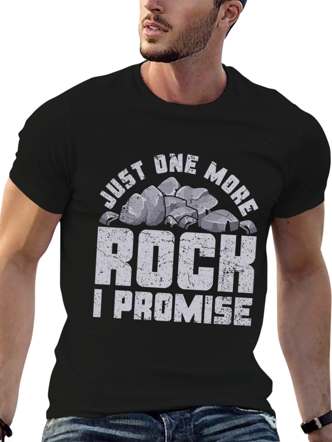 Black Just One More Rock T-Shirt Funny Geologist Shirt view 6