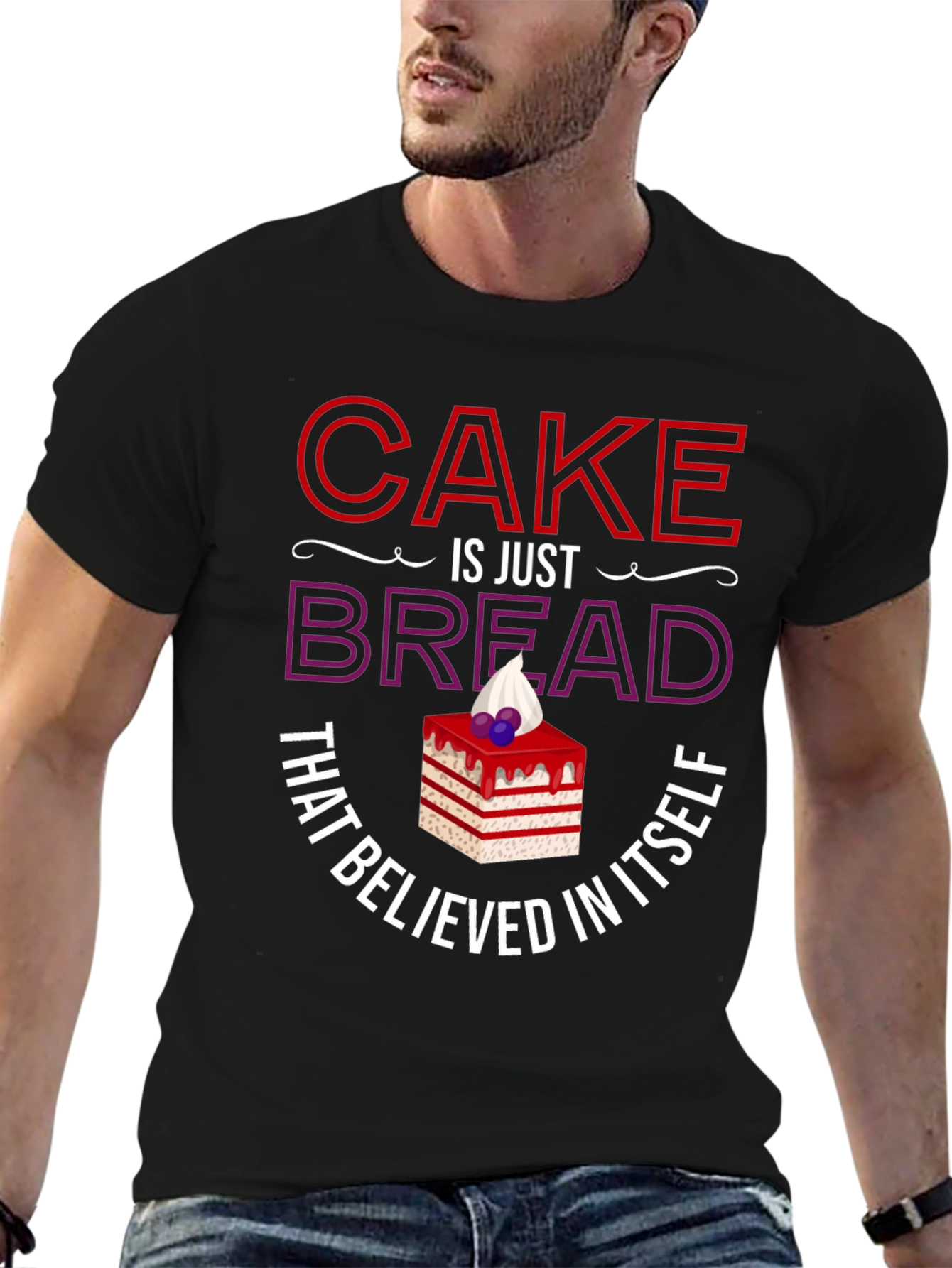 Black Cake Is Just Bread T-Shirt Funny Foodie Tee view 6
