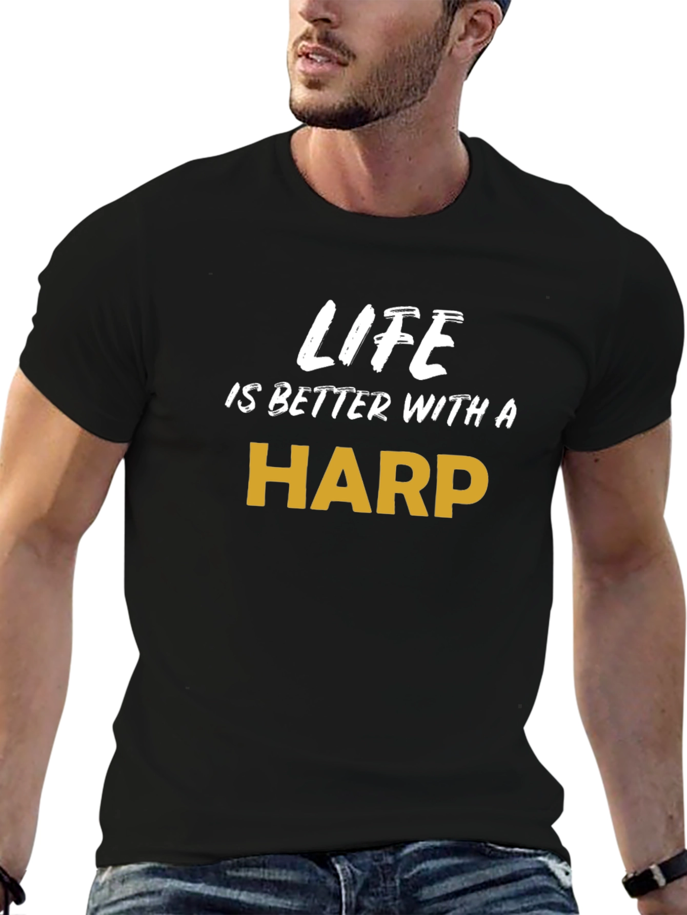 Black Life is Better with a Harp - Graphic Tee view 6