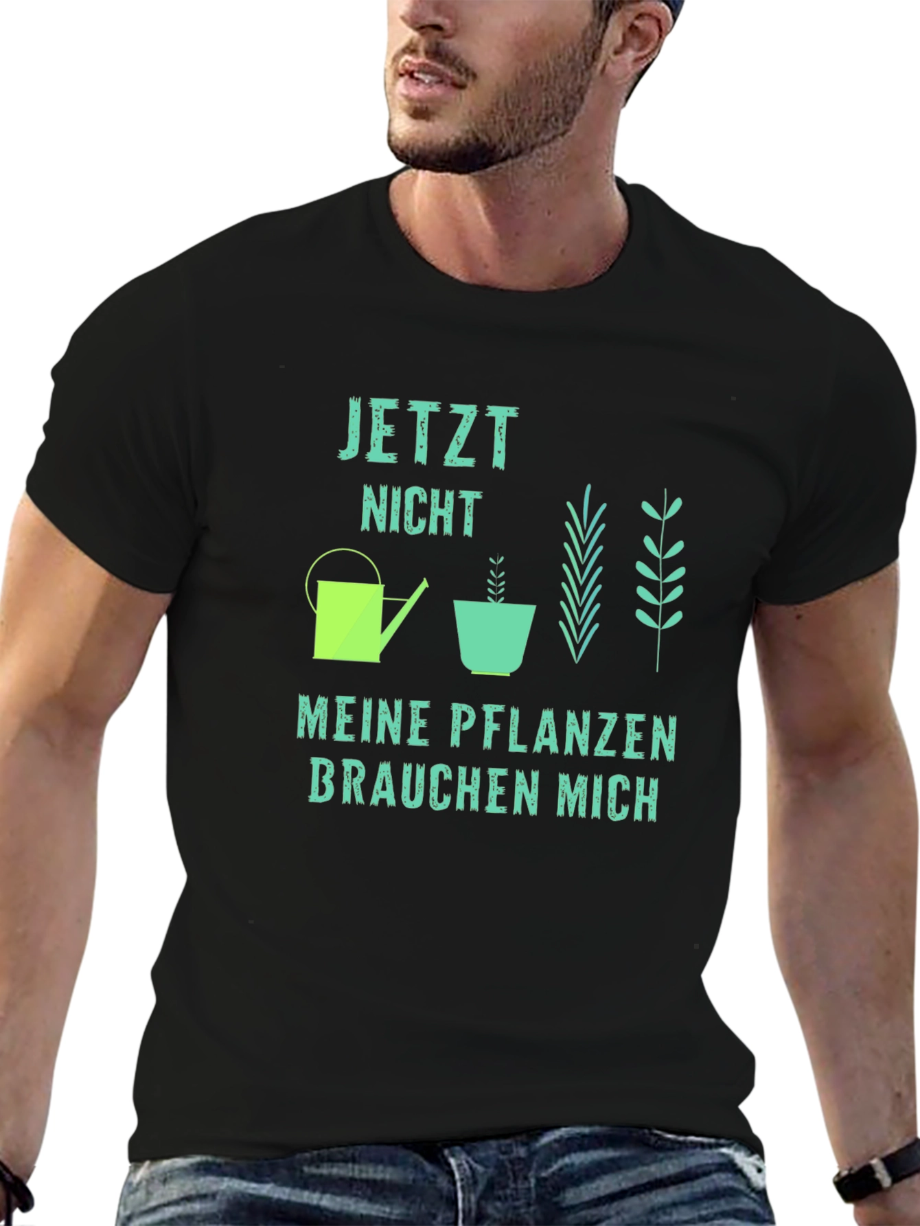 Black Plant Lover T-Shirt - Jetzt Nicht Meine Pflanzen Brauchen Mich view 6