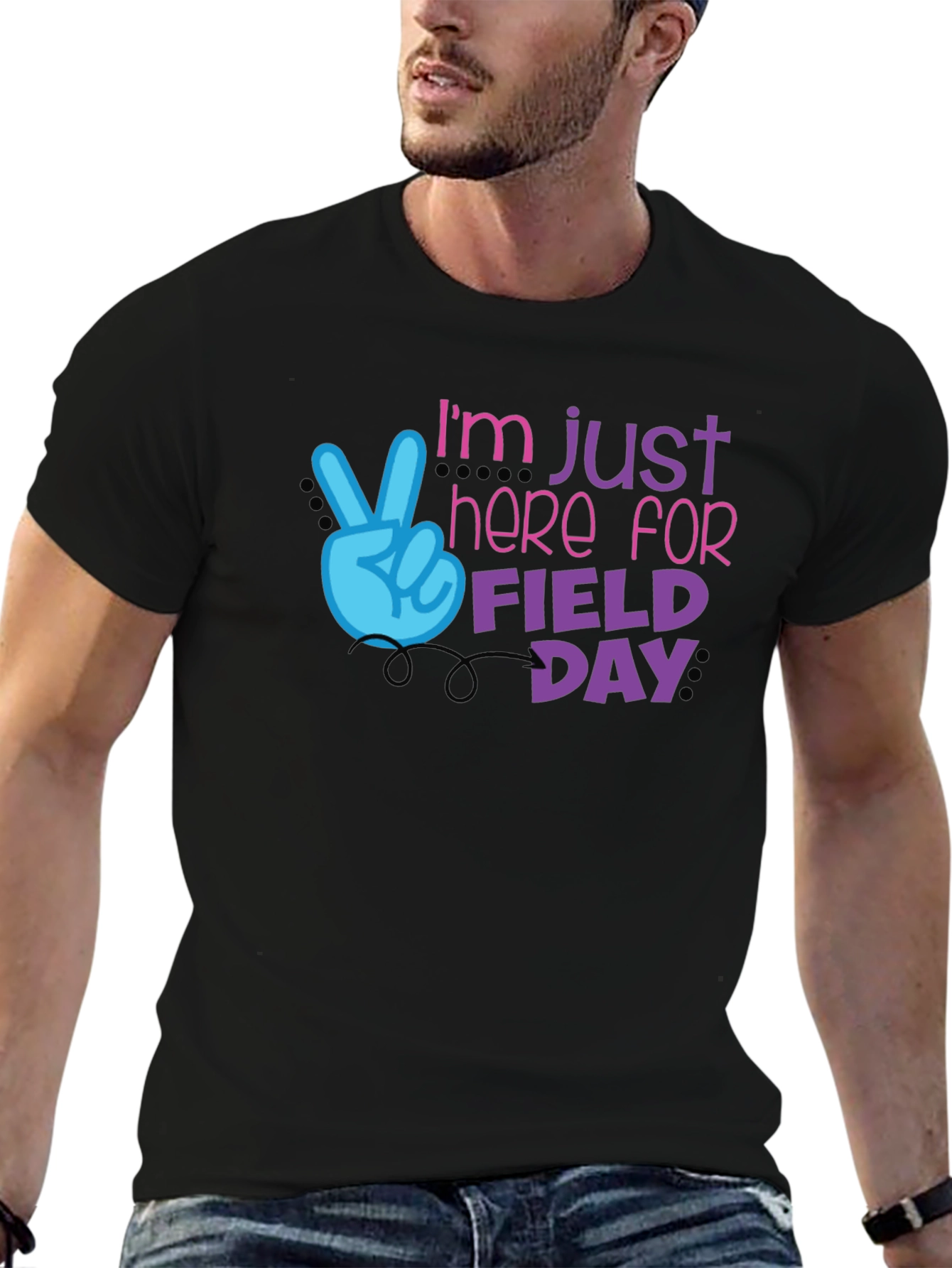 Black I'm Just Here for Field Day T-Shirt view 6