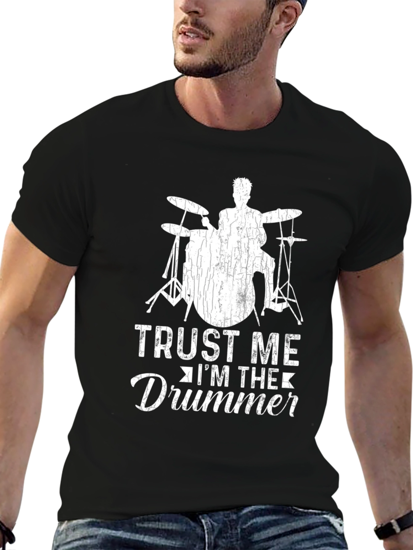Black Trust Me I'm The Drummer T-Shirt view 6
