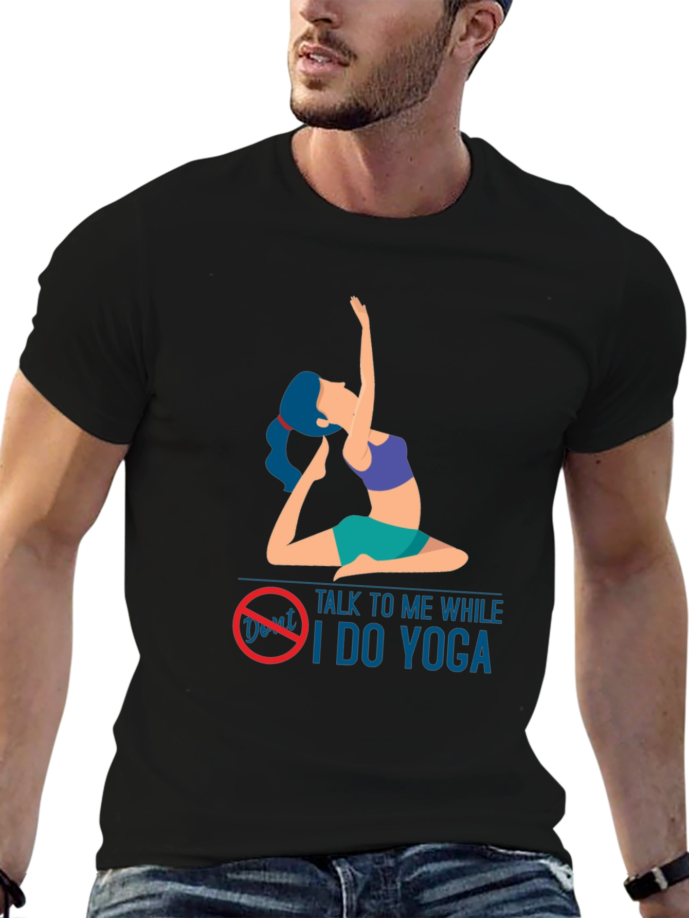 Black Yoga Lover T-Shirt: Don't Talk to Me While I Do Yoga view 6
