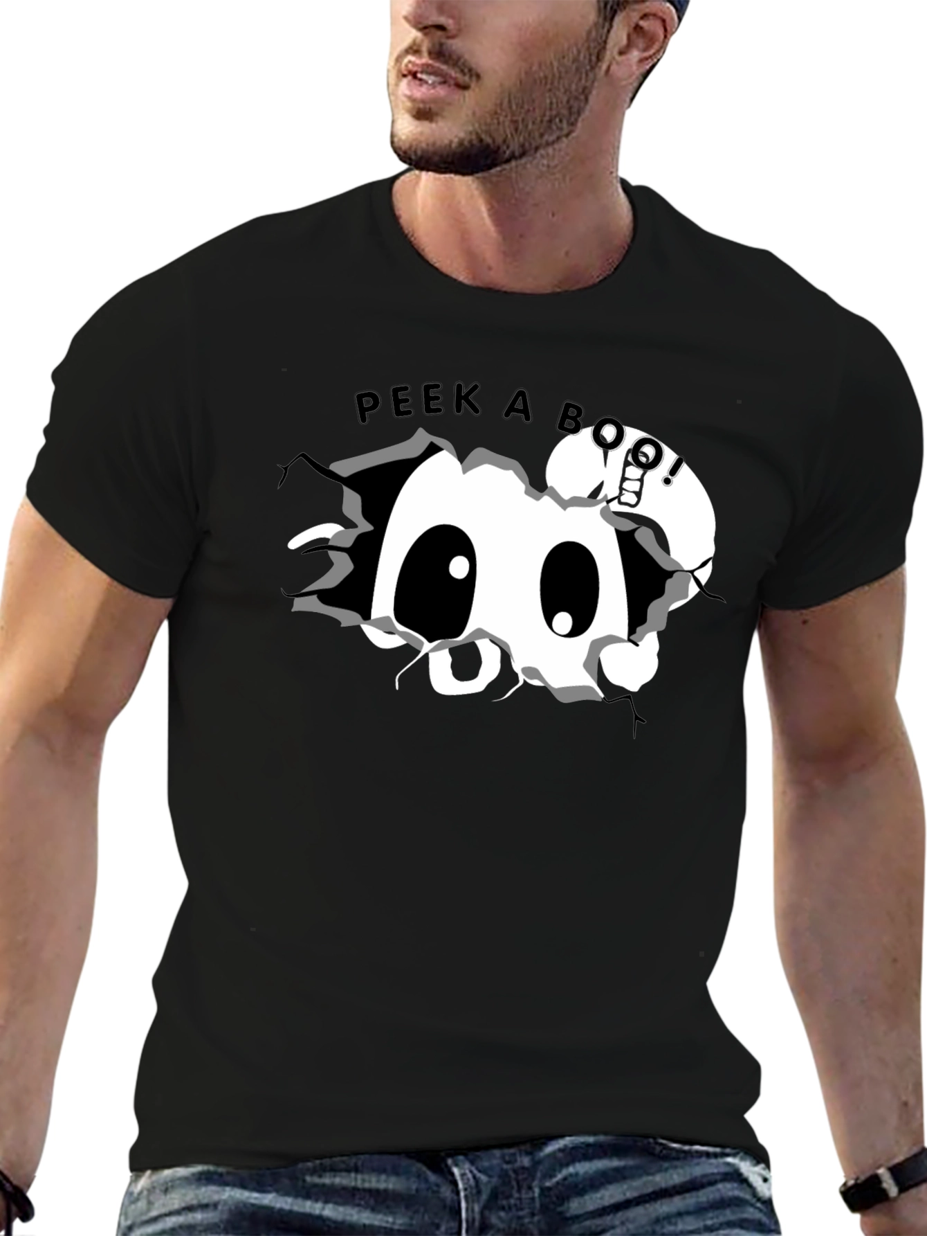 Black Peek-a-Boo Black Graphic Tee view 6