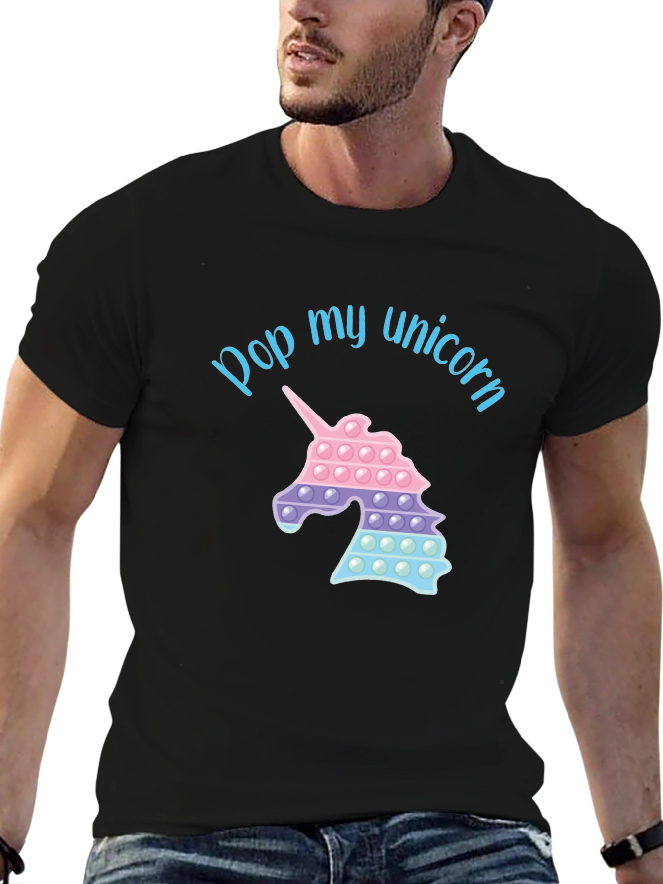 Black Pop My Unicorn T-Shirt Black Graphic Tee view 6