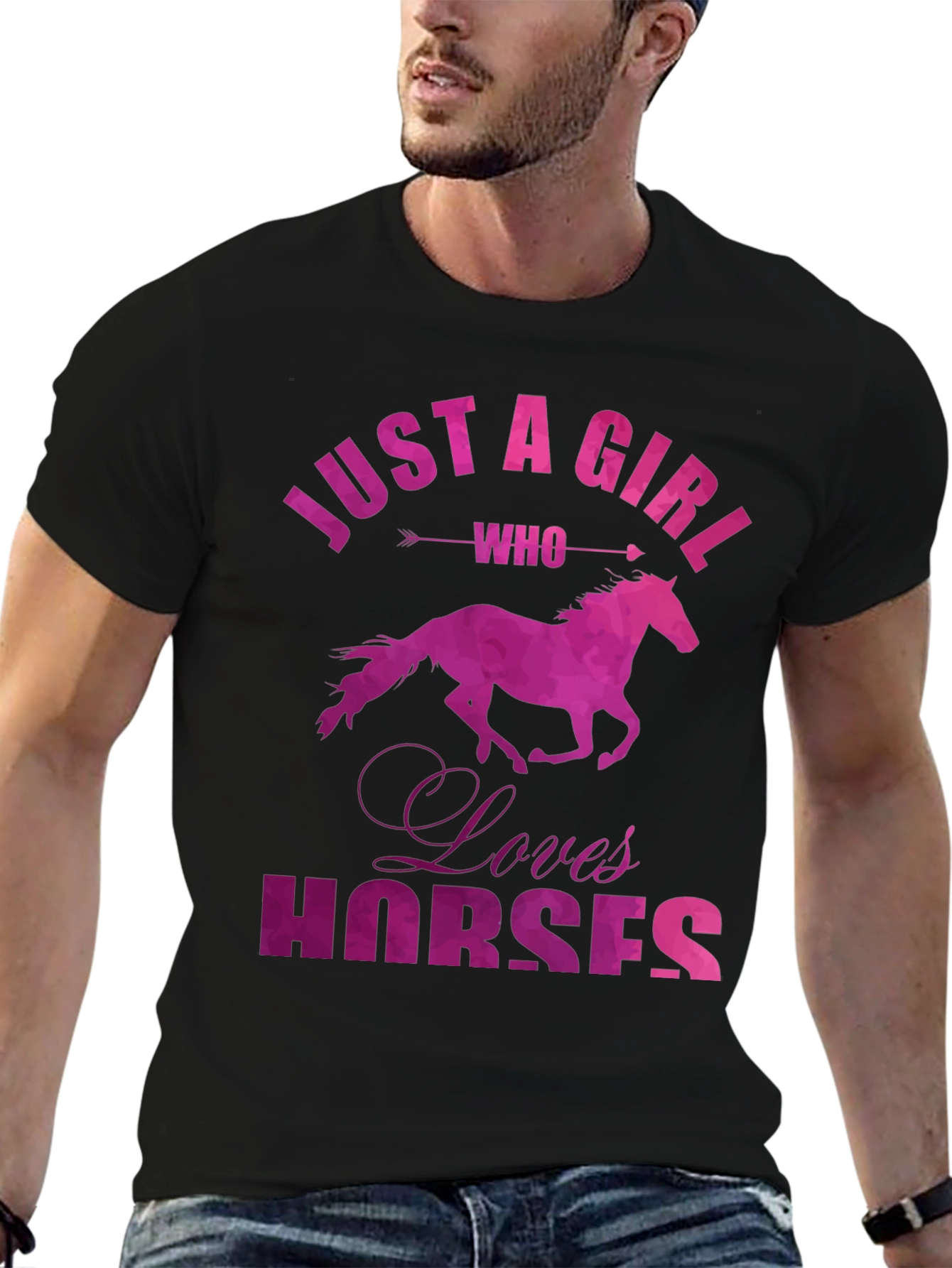 Black Just a Girl Who Loves Horses Graphic Tee view 6