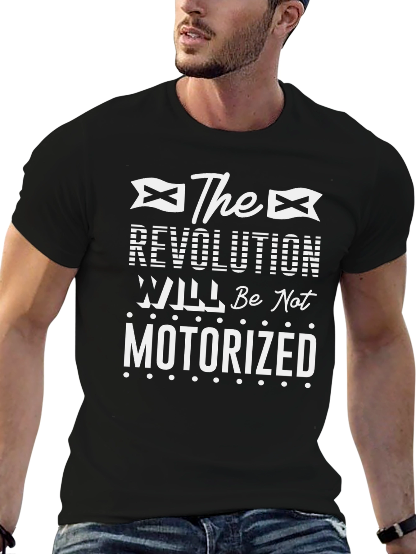 Black Revolution Will Not Be Motorized Graphic Tee view 6