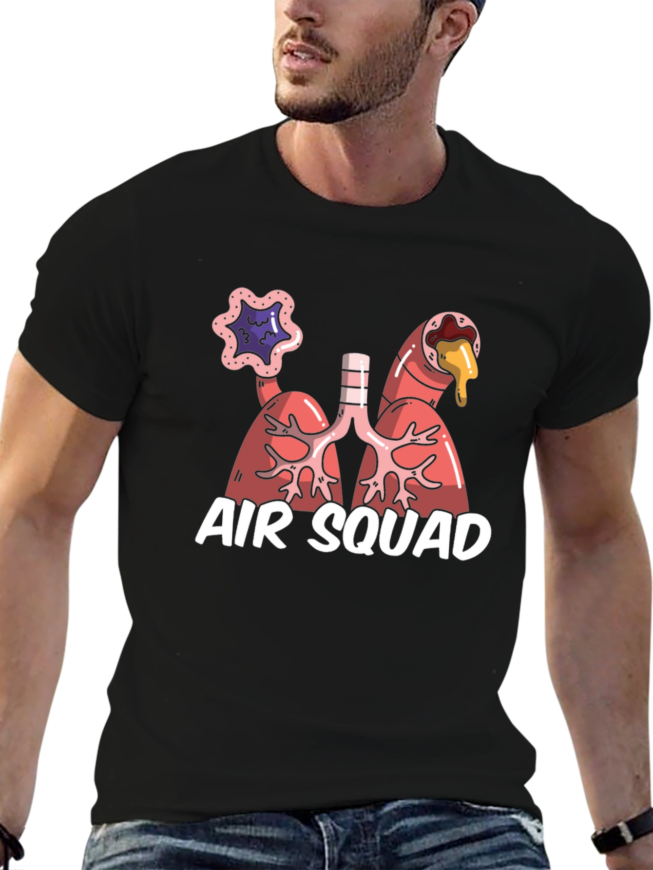 Black Air Squad T-Shirt - Lung Graphic Tee view 6