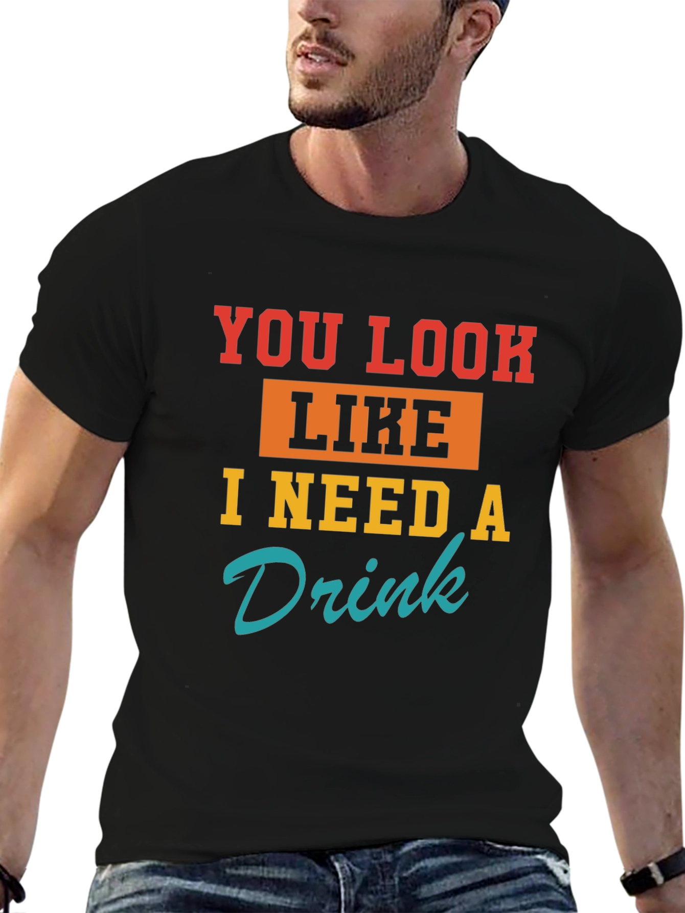 Black Funny You Look Like I Need A Drink Graphic T-Shirt view 6
