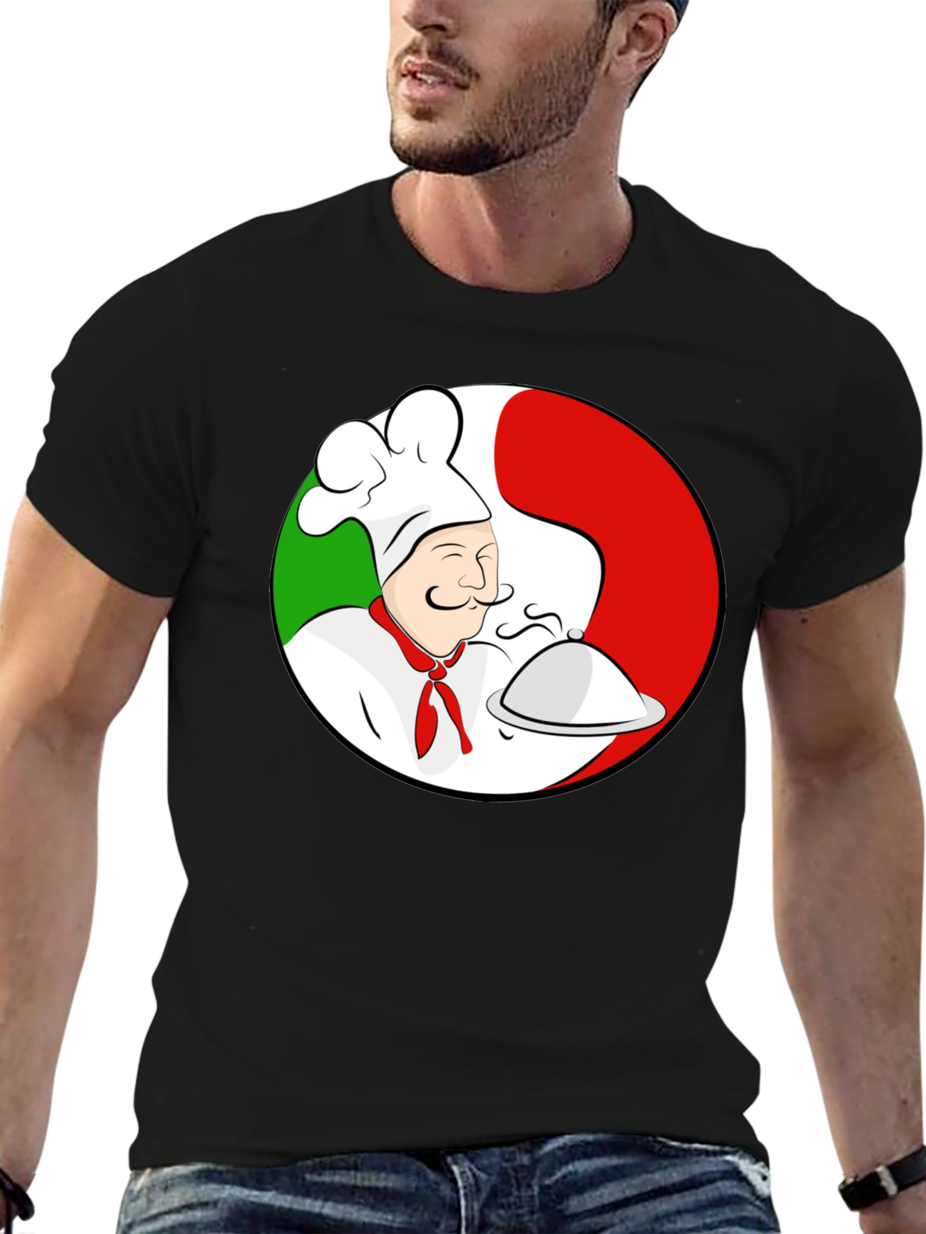 Black Chef Italian Flag T-Shirt view 6