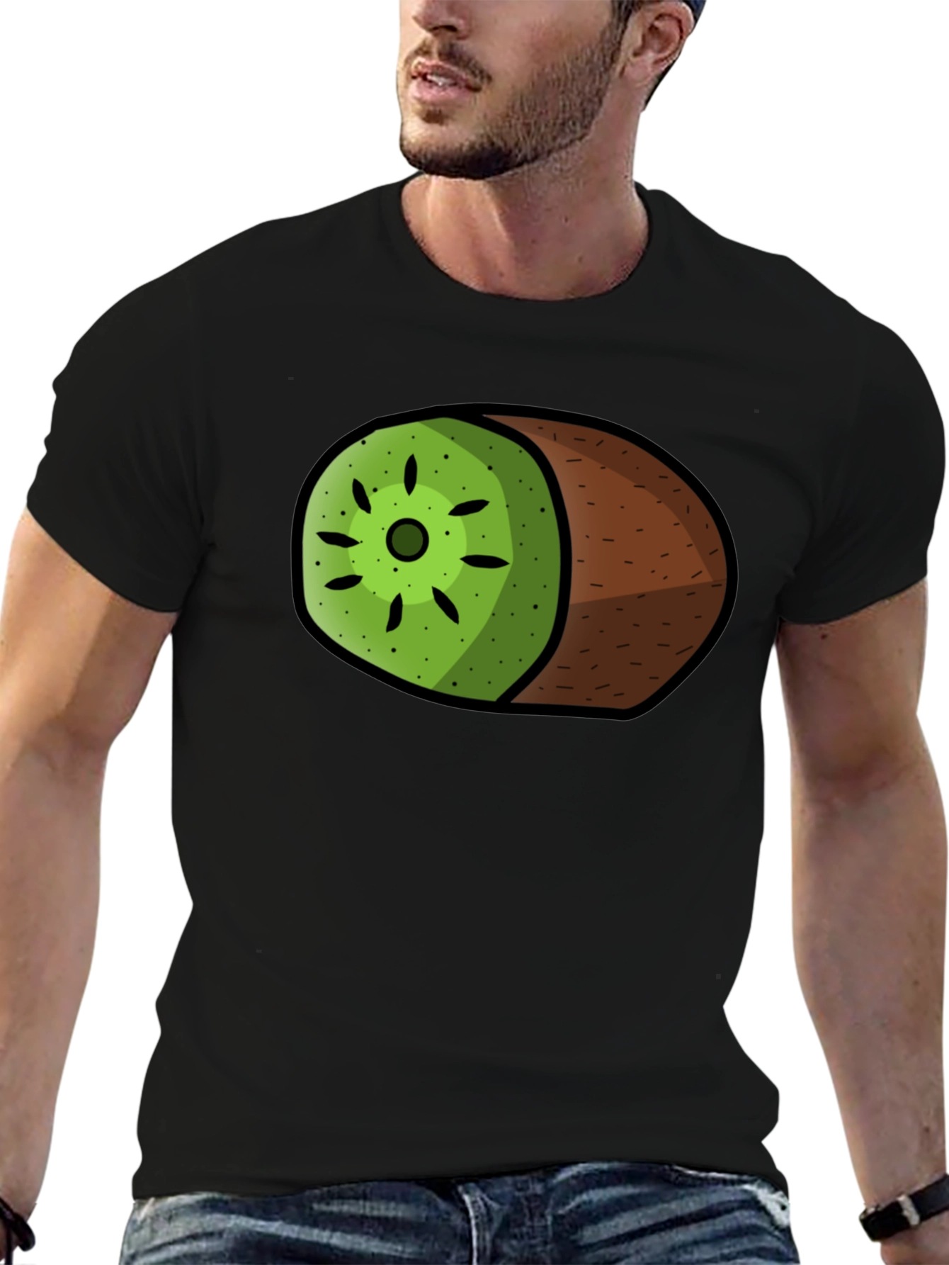 Black Kiwi Graphic Print Black T-Shirt view 6
