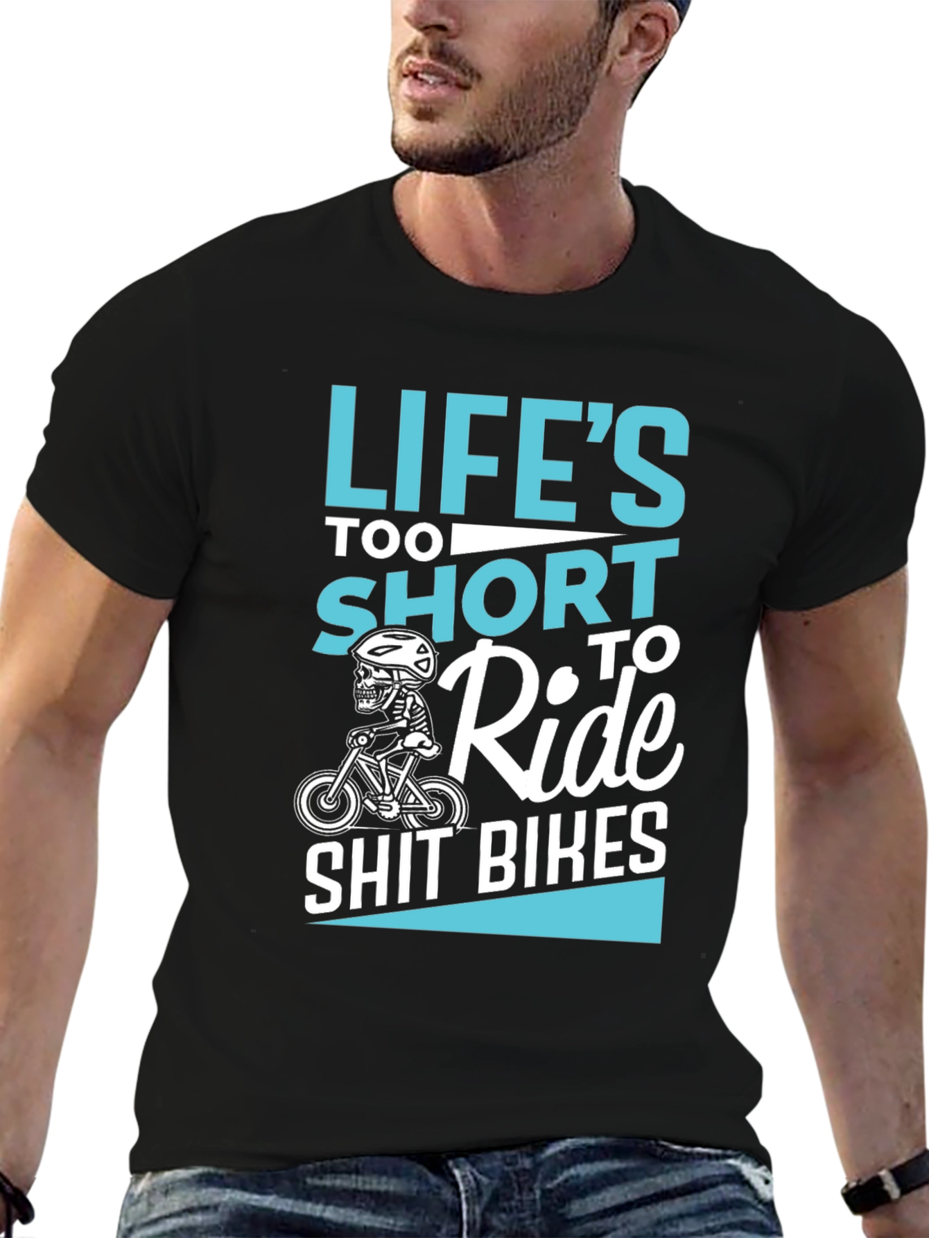 Black Life's Too Short to Ride T-Shirt view 6