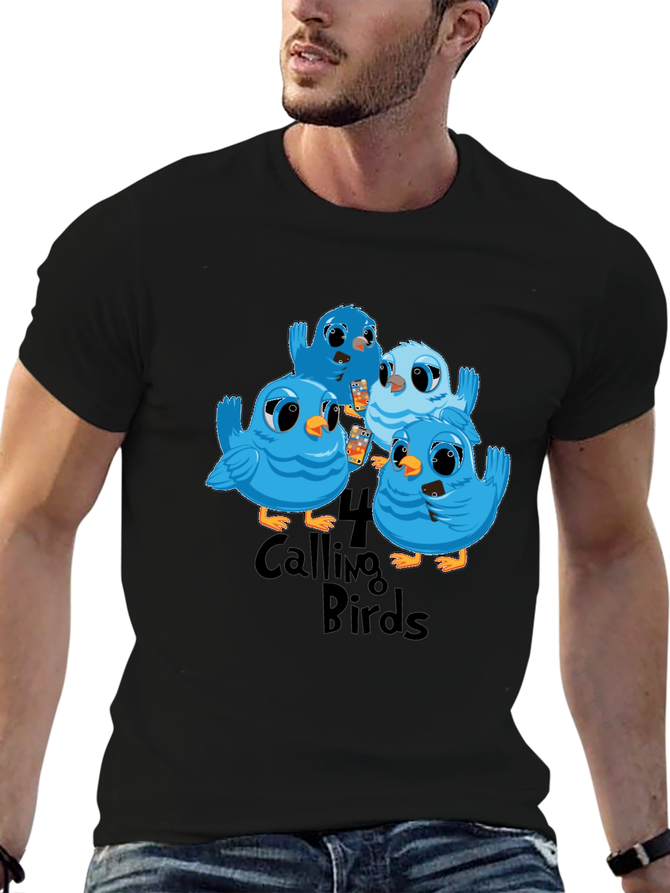 Black 4 Calling Birds Graphic Tee, Holiday Gift view 6