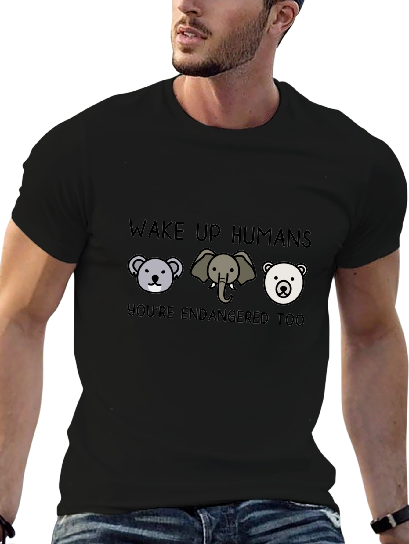 Black Endangered Animals Graphic T-Shirt view 6
