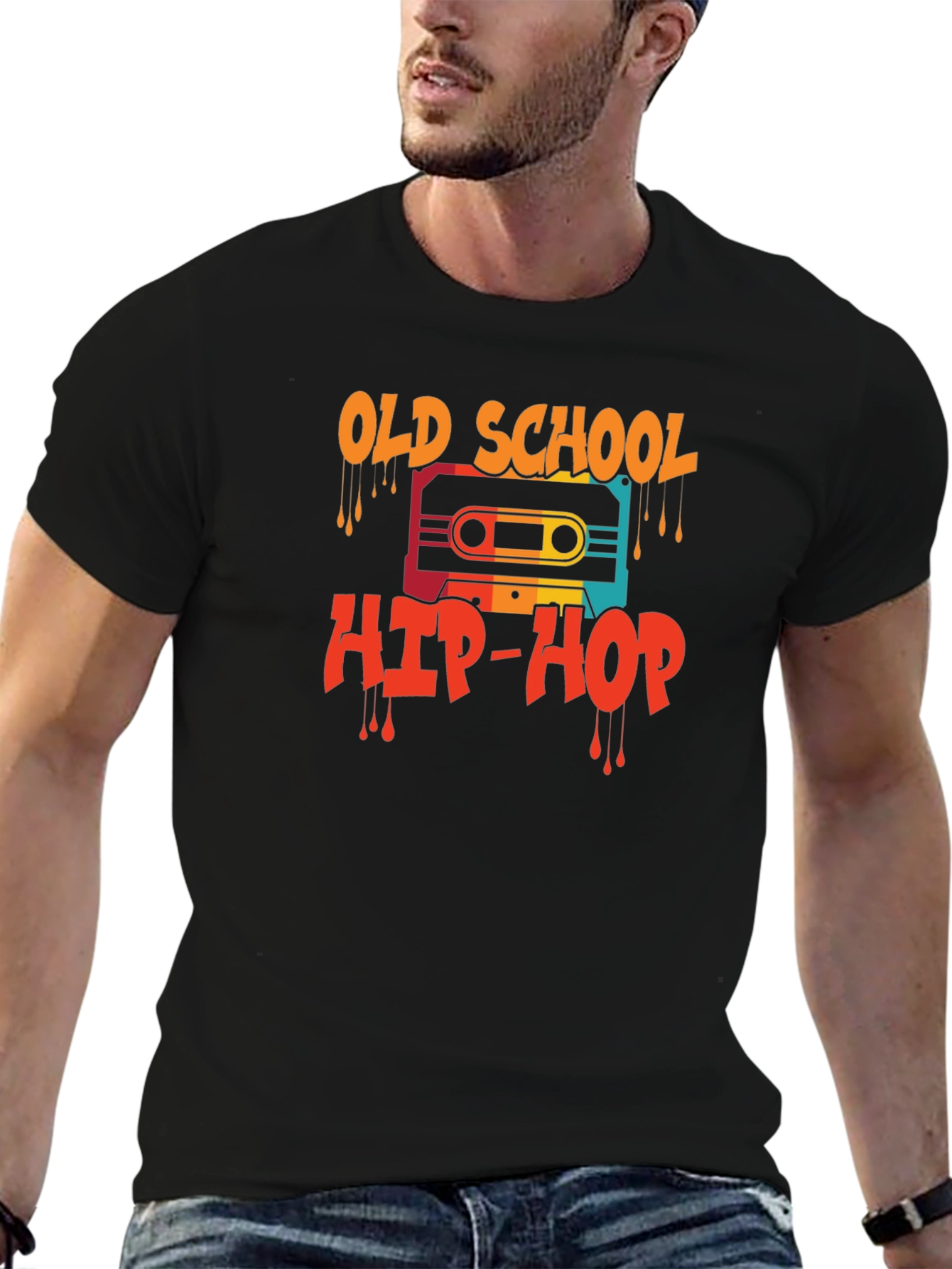 Black Old School Hip-Hop Graphic Tee view 6